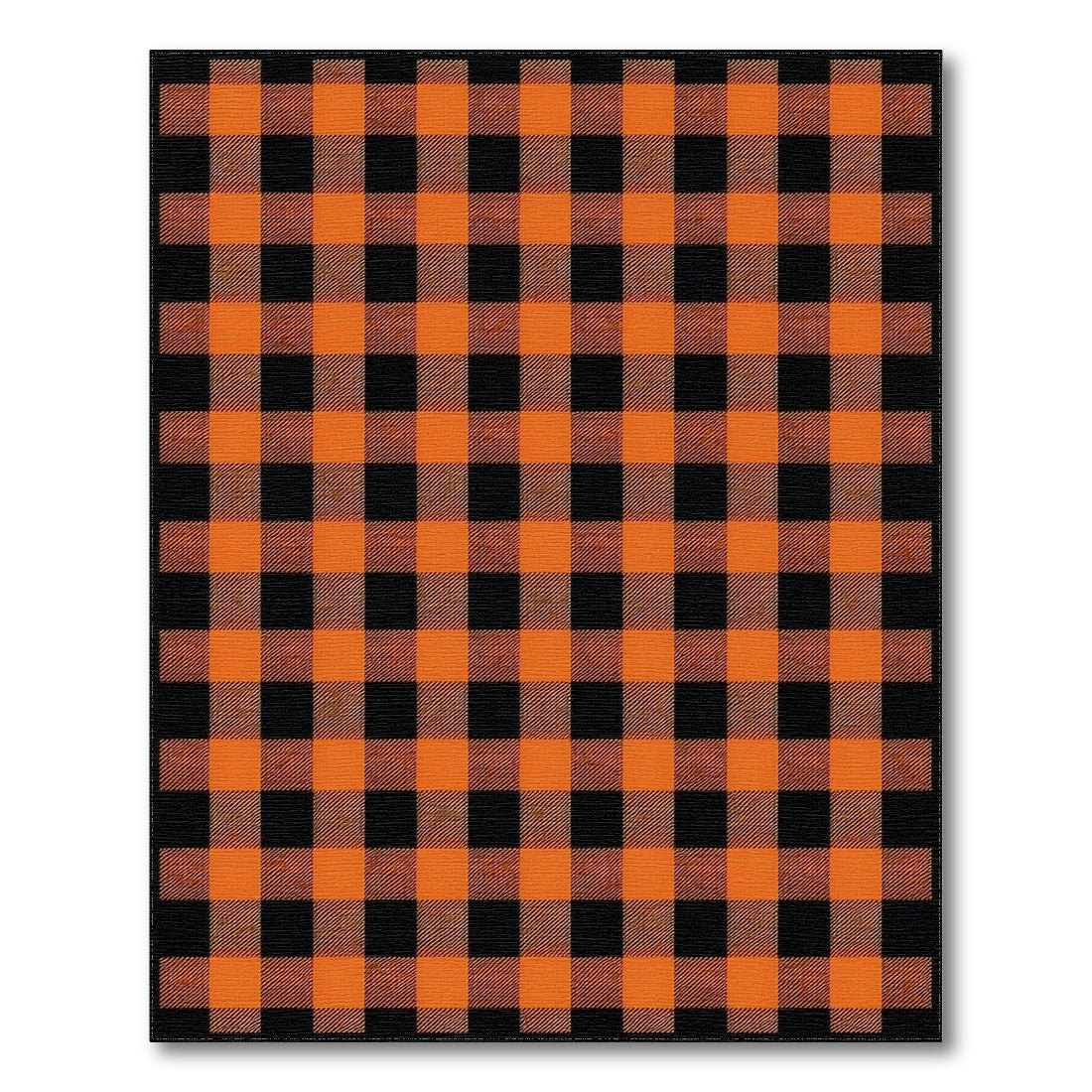 Orange Rustic Farmhouse Orange Buffalo Check Area Rug