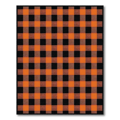 Orange Rustic Farmhouse Orange Buffalo Check Area Rug