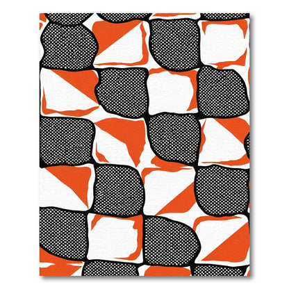 Bold Orange Black White Checkered Squares Rug