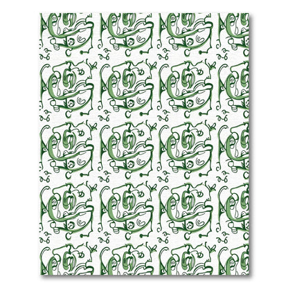 Green Abstract Whimsical Faces Rug