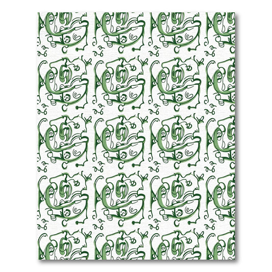 Green Abstract Whimsical Faces Rug