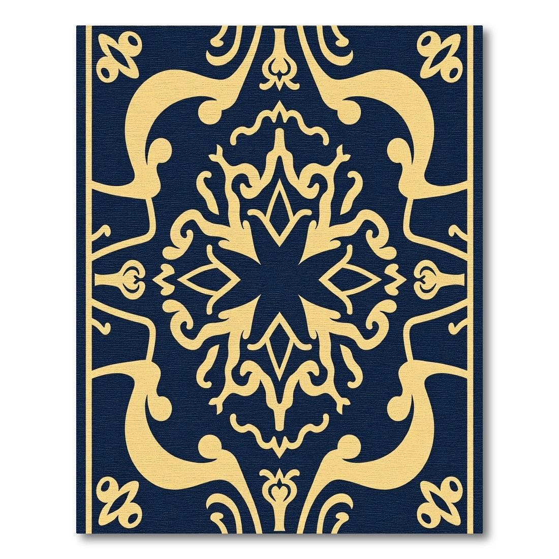 Navy Gold Ornamental Medallion Rug