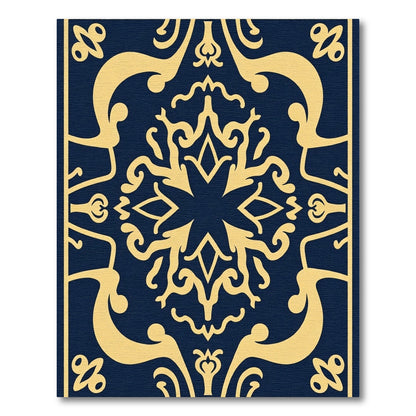 Navy Gold Ornamental Medallion Rug