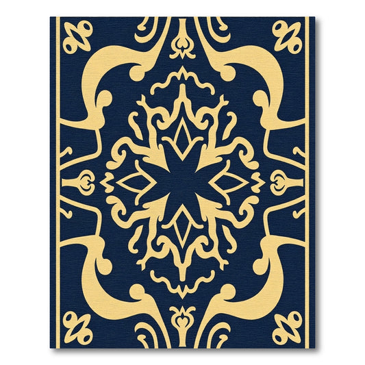 Navy Gold Ornamental Medallion Rug