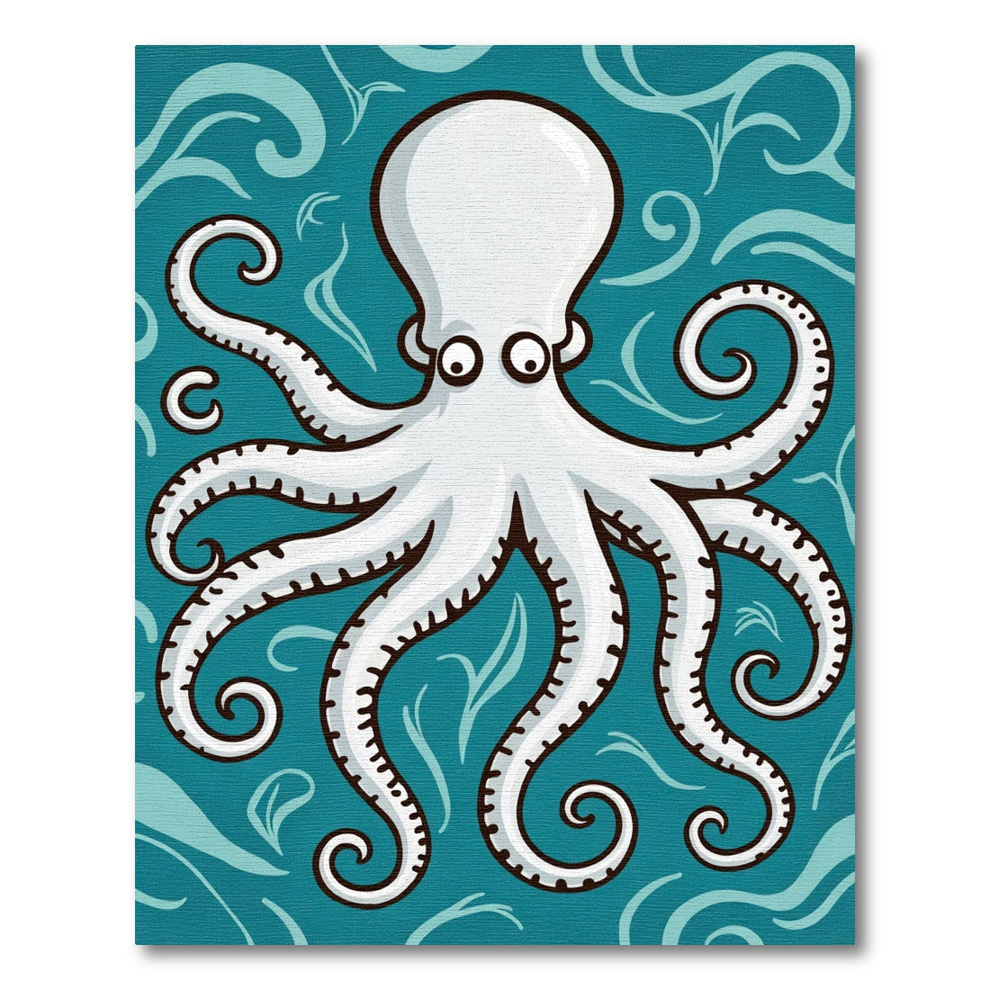 White Octopus With Swirls Rug