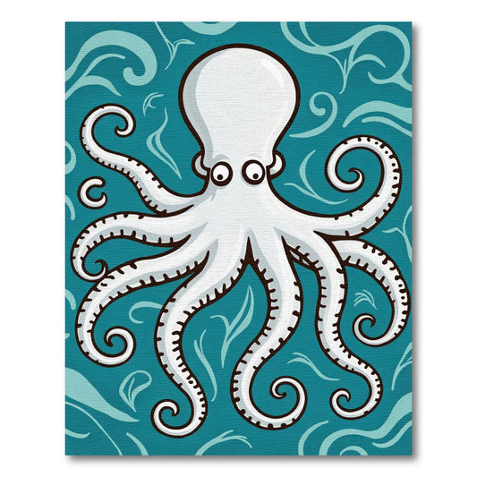 White Octopus With Swirls Rug