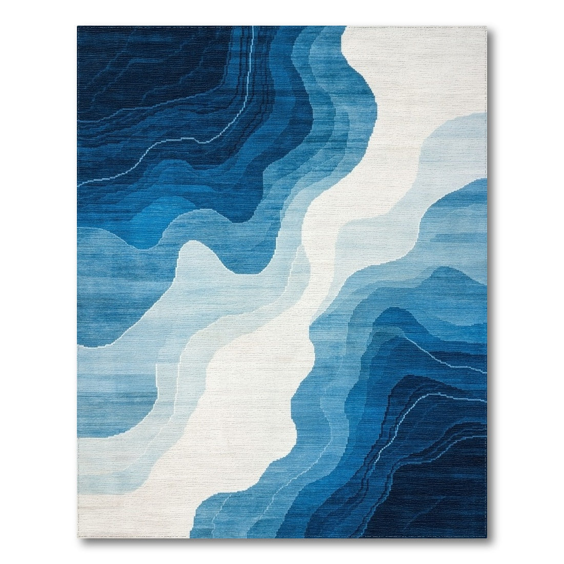 Blue Wave Abstract Area Rug