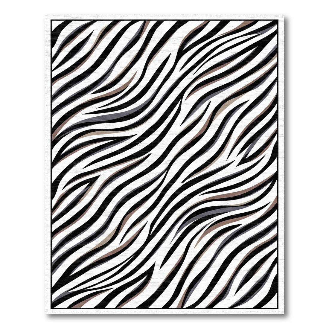 Black White Zebra Stripe Washable Area Rug