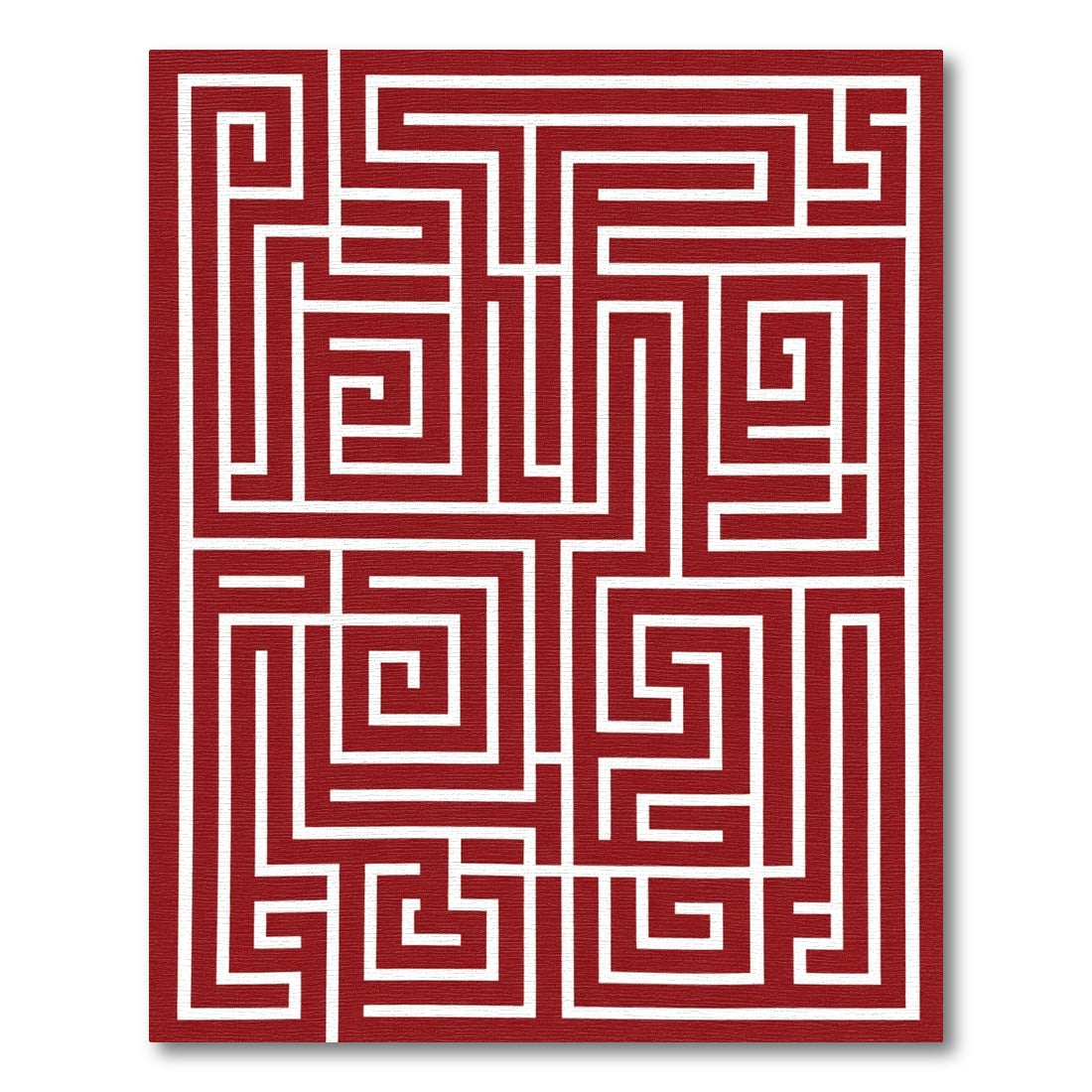 Crimson White Geometric Maze Rug