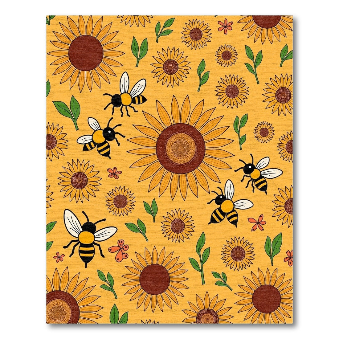 Golden Sunflower Bees Meadow Rug