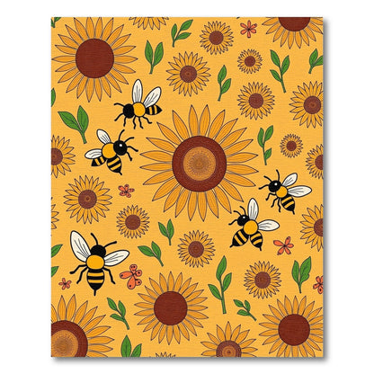 Golden Sunflower Bees Meadow Rug