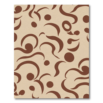 Cream Brown Swirl Dot Composition Rug