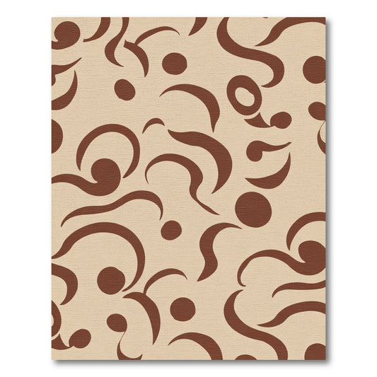 Cream Brown Swirl Dot Composition Rug