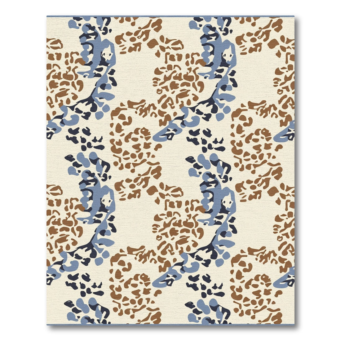 Abstract Blue Brown Organic Forms Rug