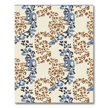 Abstract Blue Brown Organic Forms Rug