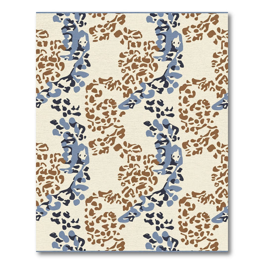 Abstract Blue Brown Organic Forms Rug