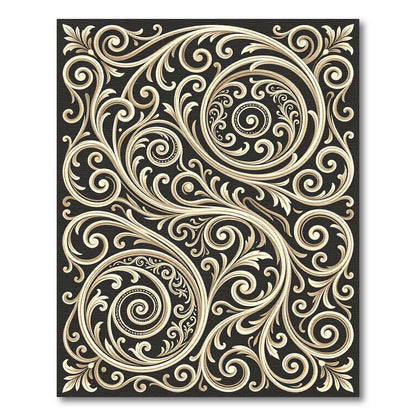 Cream Swirl Filigree Scroll Work Rug
