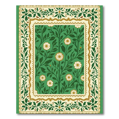 Emerald Green Floral Garden Scroll Rug