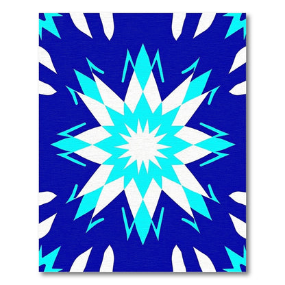 Bold Blue Starburst Diamond Rug