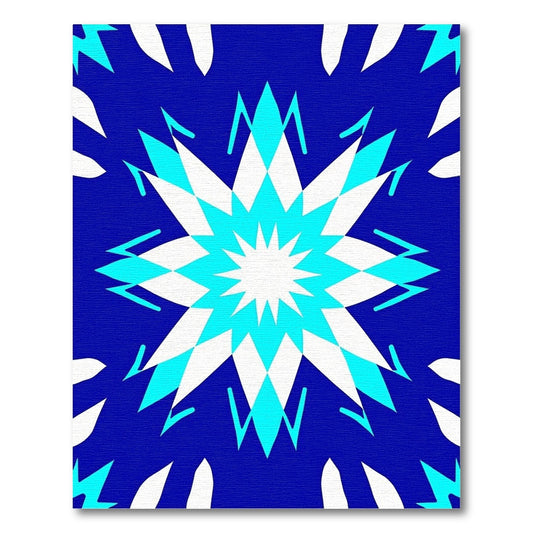 Bold Blue Starburst Diamond Rug