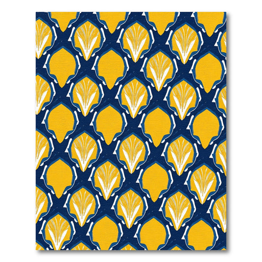 Navy Gold Deco Fan Medallion Rug