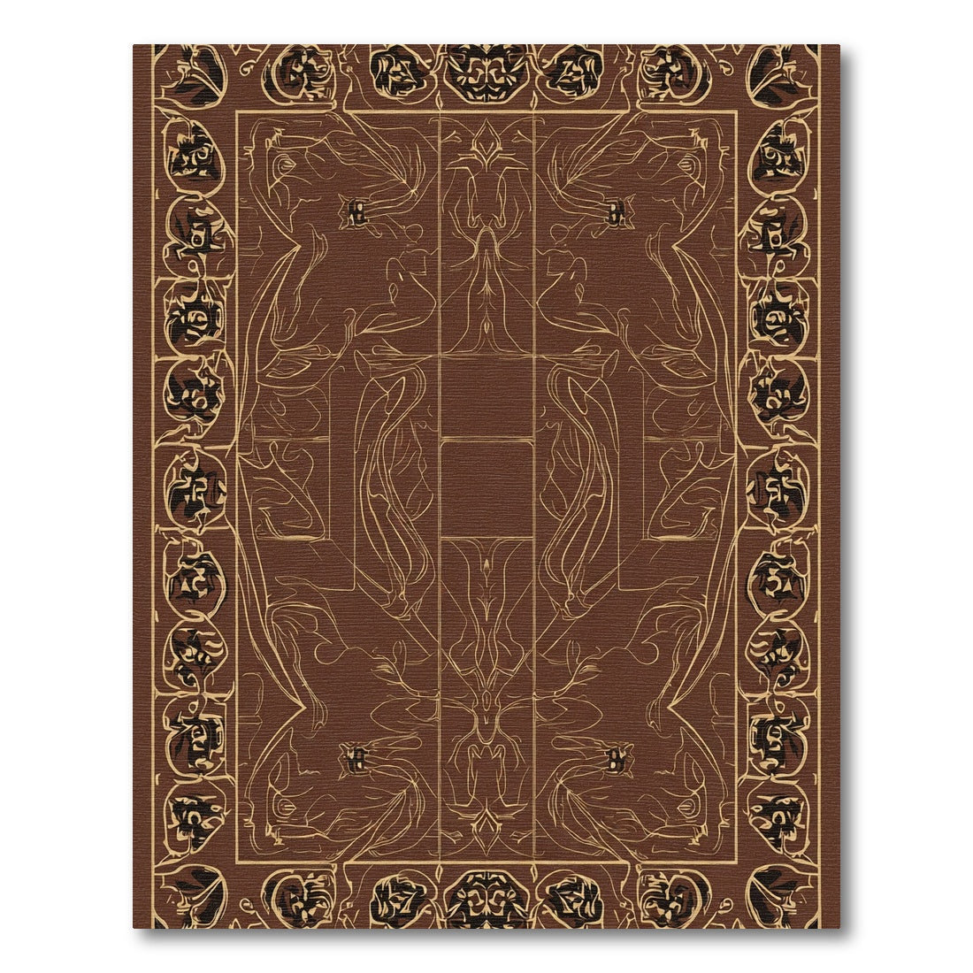Brown and Gold Elaborate Organic Figure Rug