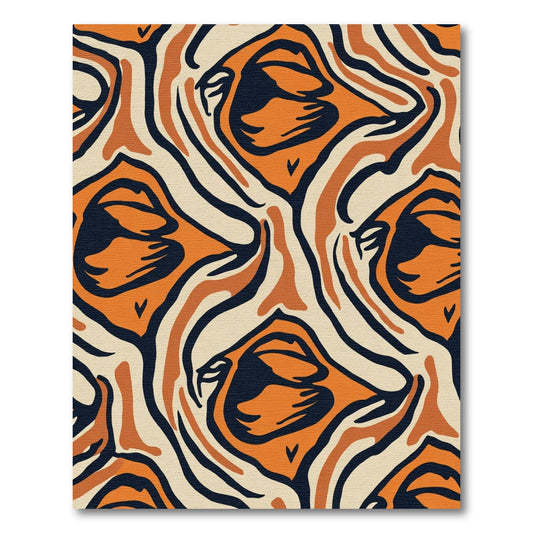Retro Orange Black Tiger Stripe Rug