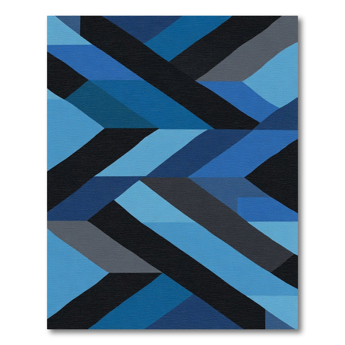 Geometric Blue Black Interlocking Shapes Rug