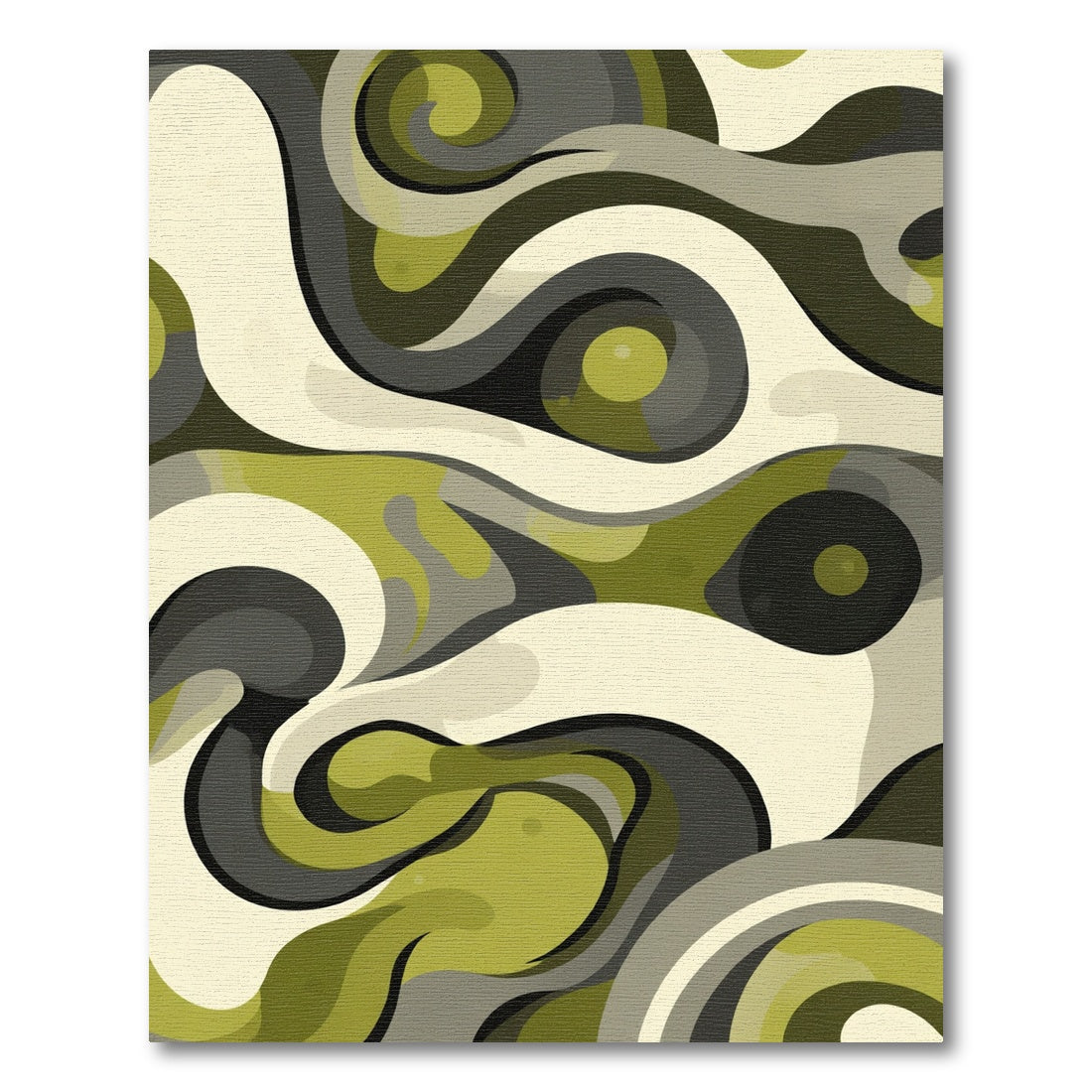 Olive Gray Cream Swirl Flow Rug