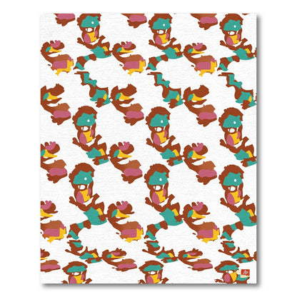 Teal Brown Yellow Pink Creature Pattern Rug