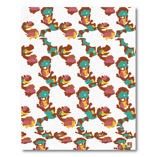 Teal Brown Yellow Pink Creature Pattern Rug
