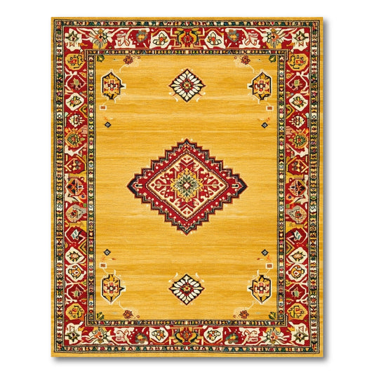 Yellow Persian Medallion Yellow Area Rug