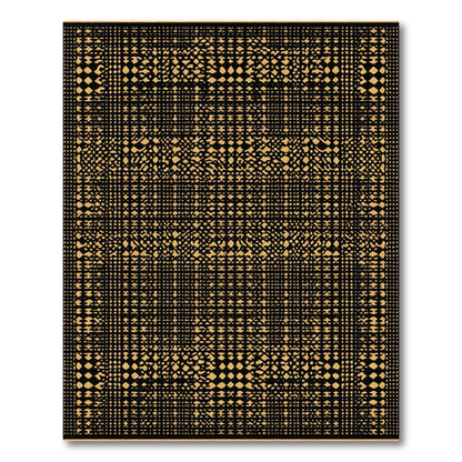 Black And Gold Distorted Grid Rug