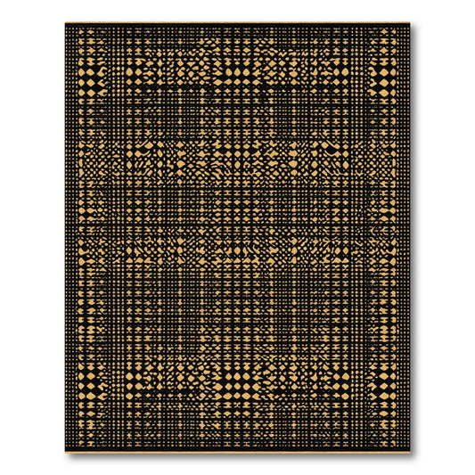 Black And Gold Distorted Grid Rug