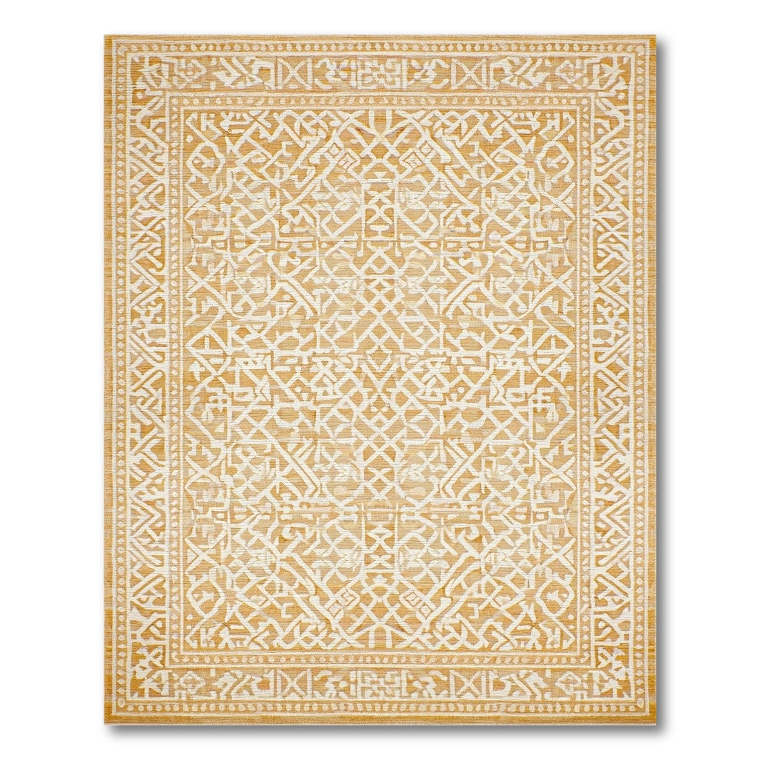 Beige Geometric Washable Area Rug