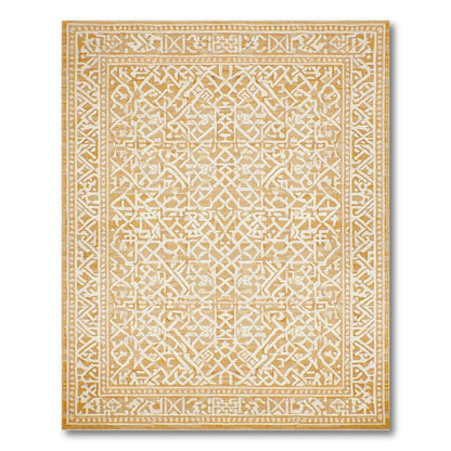 Beige Geometric Washable Area Rug