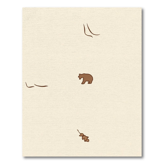 Woodland Bear And Leaf Sprout Theme Rug