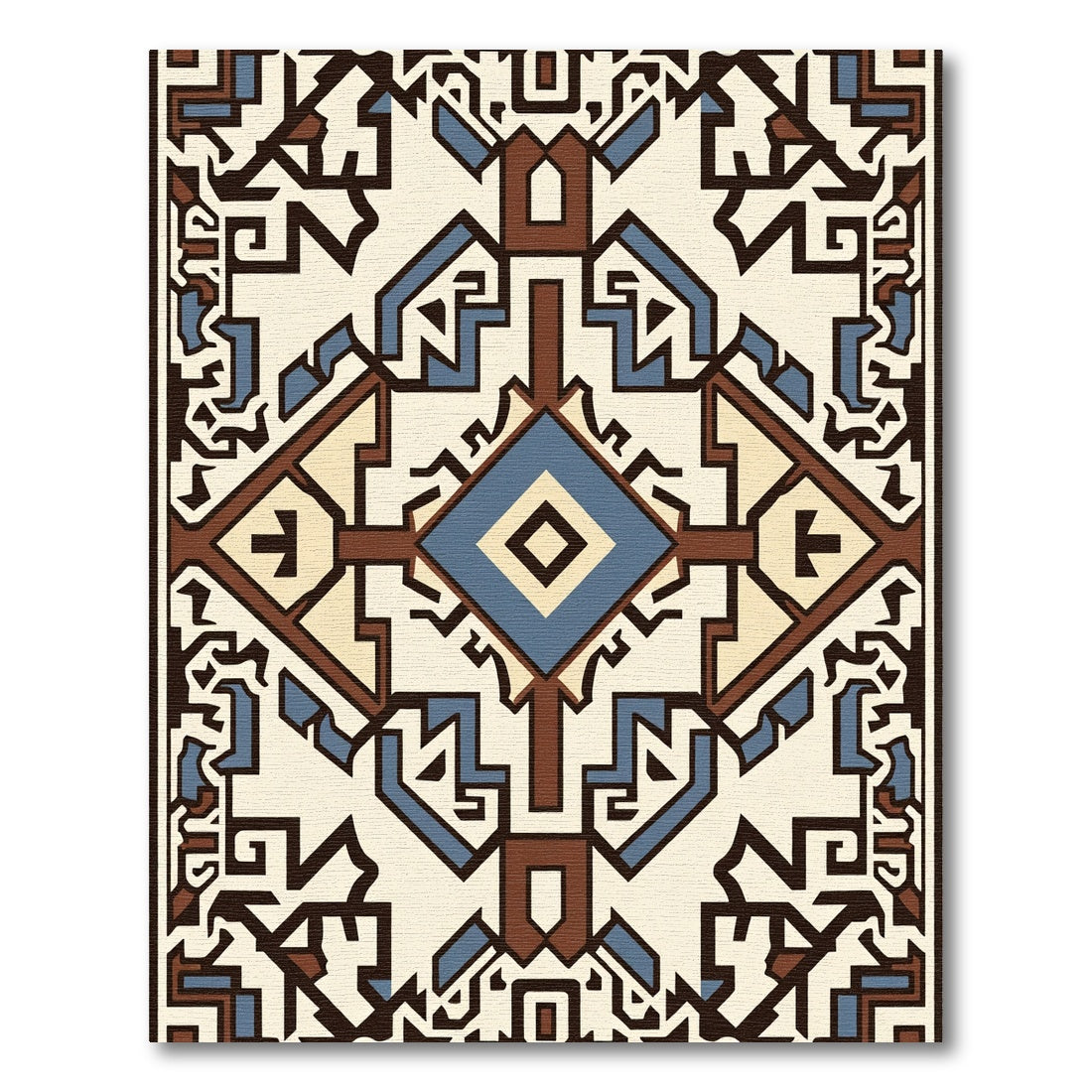 Geometric Diamond and Arrows Medallion Rug