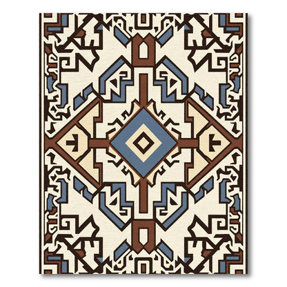 Geometric Diamond and Arrows Medallion Rug