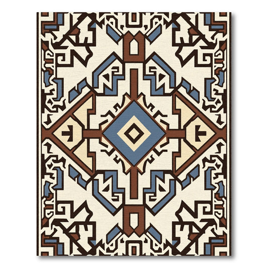 Geometric Diamond and Arrows Medallion Rug