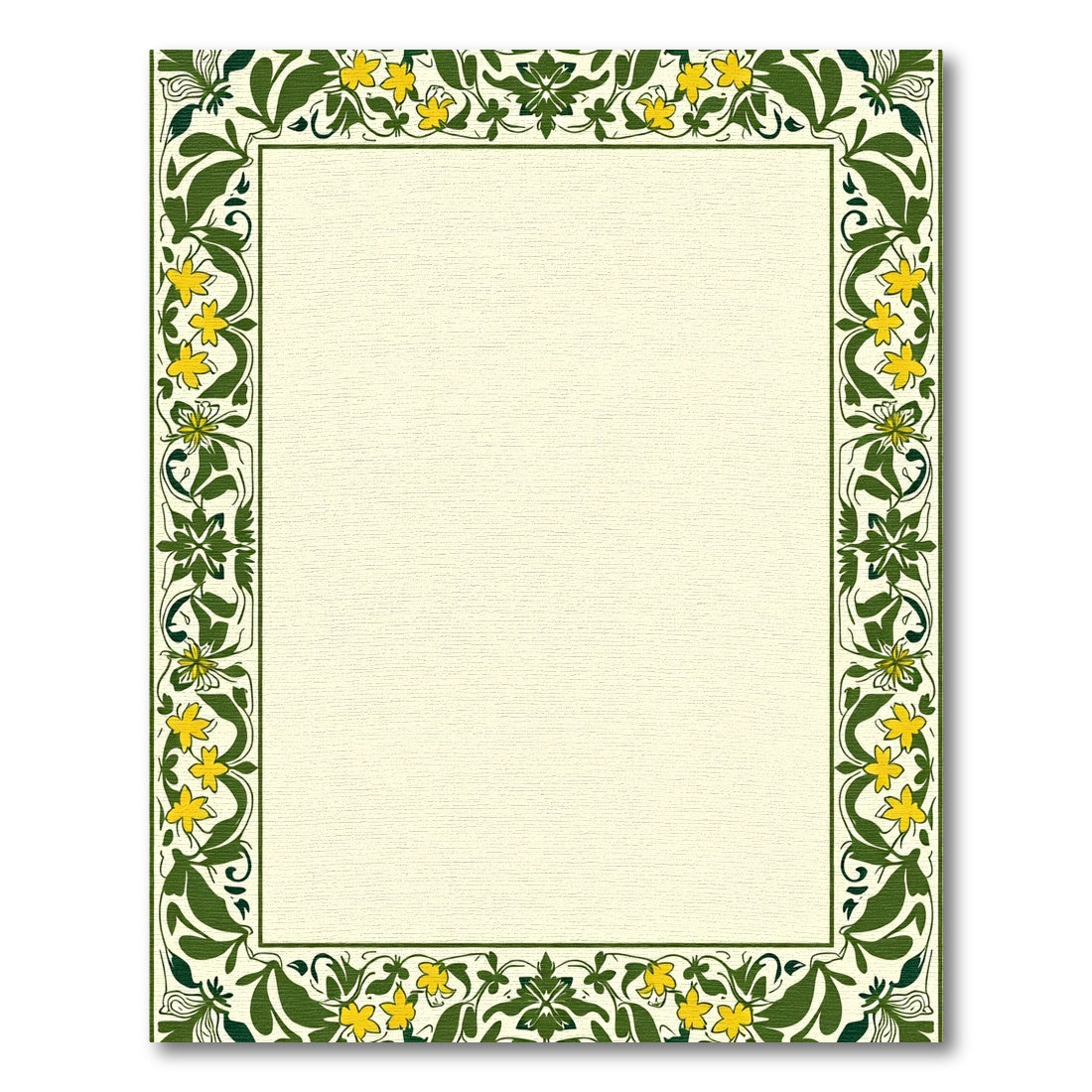 Verdant Yellow Floral Border Rug