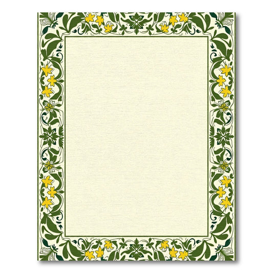 Verdant Yellow Floral Border Rug