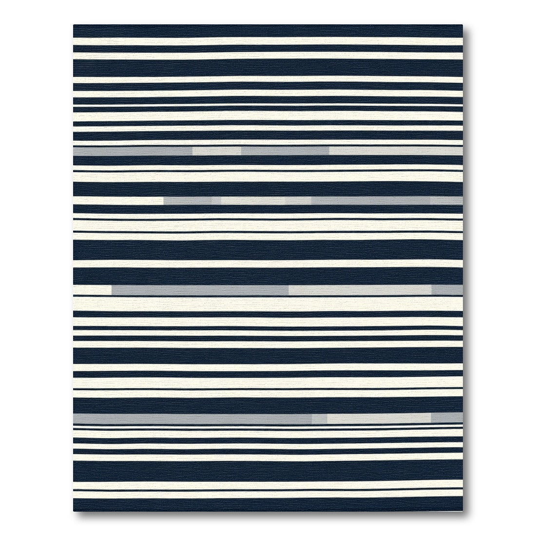 Navy Cream Horizontal Linear Rug