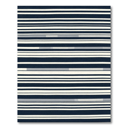 Navy Cream Horizontal Linear Rug