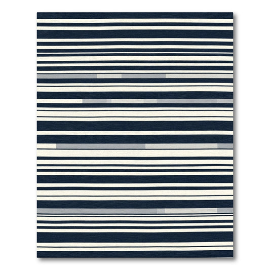 Navy Cream Horizontal Linear Rug