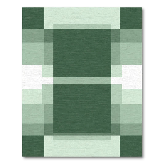 Emerald Green Abstract Block Overlay Rug