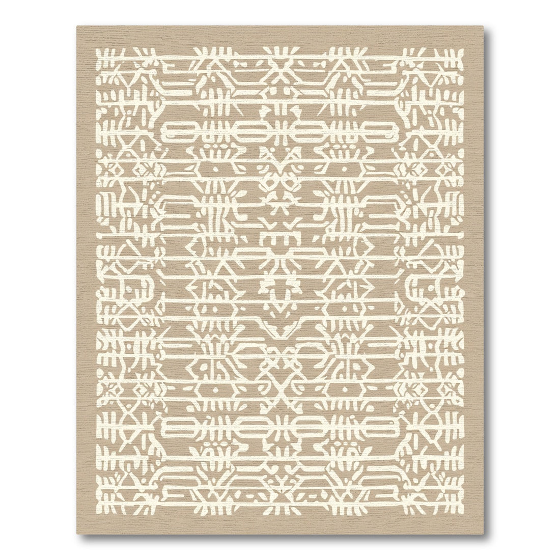 Tan Beige Tribal Stripe Rug