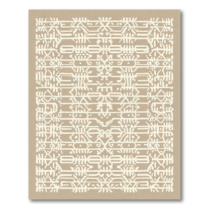 Tan Beige Tribal Stripe Rug