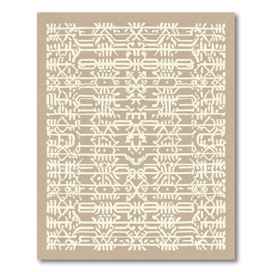 Tan Beige Tribal Stripe Rug
