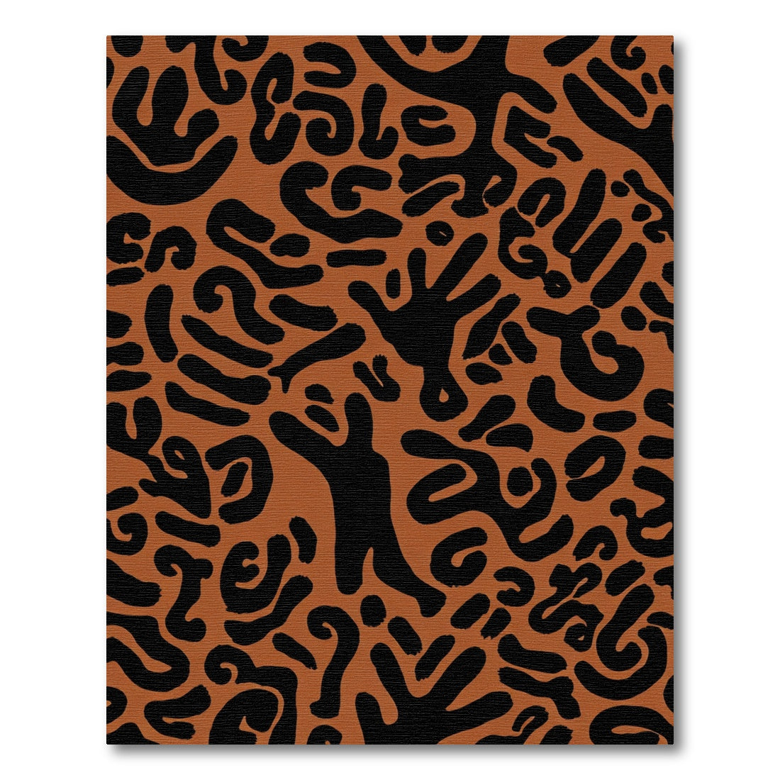 Earthy Black Amoeba Abstract Rug
